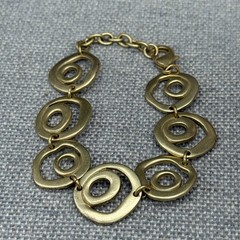 Vintage Bracelet Matte Gold Tone Double Rings Adjustable Length