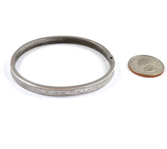 Marathon Sterling Silver Concave Floral Etched Hinged Bangle Bracelet 11gr Vtg