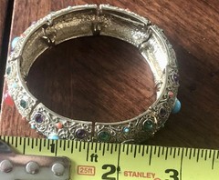 R.J. GRAZIANO STRETCH Jewels Etruscan Style BANGLE GLOBAL DESTINY ~ Nds Restrung