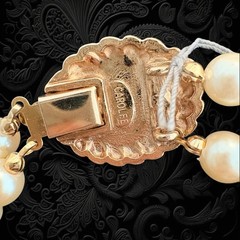 Vintage Carolee Six Strand Faux Pearl Necklace Box Clasp Signed 16” Excellent