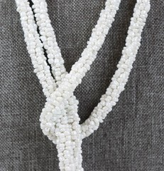 Vintage Estate Art Deco White Seed Bead Flapper Lariat Rope Necklace Tassel 59”
