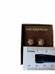 NEW Vintage AMCO Meteor God Nuggets 1/4″ Earrings 14K gold posts USA