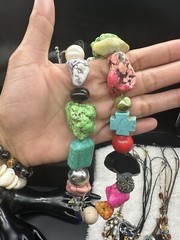 Lots of Vintage Art Glass, Resin, Silver Tone, And Wood Carved Jewelry21pc