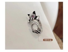 Vintage Style 925 Sterling Silver Kitty Ring Unique Cat Ring