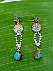 Vintage Ayala Bar beaded glass and metal post earrings