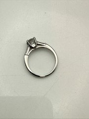 70%off Antique 1 Carat Natural Round+Baguette Diamond Platinum Engagement Ring