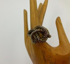 Vintage Knotted Rope Nautical Coastal Ring Antique Gold Tone Sz 6.5