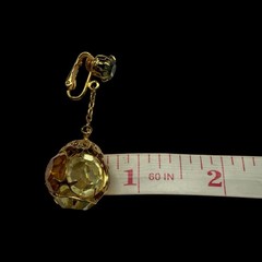 Demi Parure Caged Drop Clip Earrings & Flower Brooch Pin Topaz & Citrine Glass
