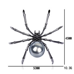 Vintage Rhinestone Spider Brooch Silver Pearl Pin Insect Bug Jewelry Summer Gift