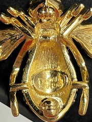 Vintage Joan Rivers Gold & Blue Topaz Bee Brooch Pin