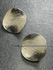 Vintage 1.2” Round Wavy Silver Tone Textured Metal Clip Earrings