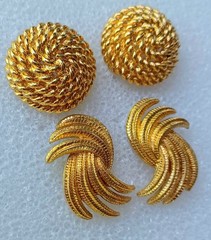 Vintage Monet Goldtone Swirl & Dome Post Earrings Set