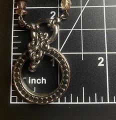 Vintage-Inspired Necklace Silver Tone Chain Beaded Circle Pendant Lobster Clasp