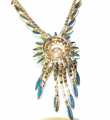 GORGEOUS DELIZZA & ELSTER JULIANA BOOK PIECE BLUE SUNBURST NECKLACE AND EARRINGS
