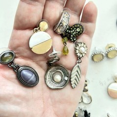 LOT 12 earrings post pierced some vintage dangle stones rhinestones