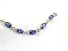 Vintage Sterling Silver 925 Lab Created Tanzanite Station Tennis Bracelet 7″