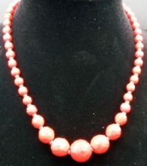 Red Lucite Necklace Faceted Beads Vintage West Germany Adjust 15.5 In Jewelry