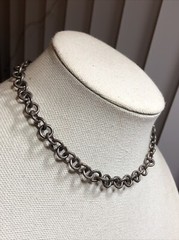 24. Vintage MEXICO 925 Sterling Silver Rolo chain link Short Necklace 14″, 45g