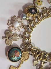 Vtg Monet Gold-tone 15 multi-color Dangling Charms