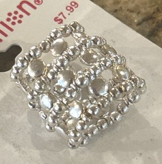 1″ Long Vintage 2001 Xhilaration Y2K Silver Metal Beaded Wide Ring Target OSFA