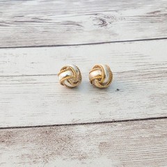 Vintage Stud Earrings Silver Tone & Gold Tone Knot – Condition Issues