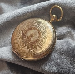 Victorian Mourning Locket Gold-Filled 2 Tintype Photos c1860 Antique Pendant