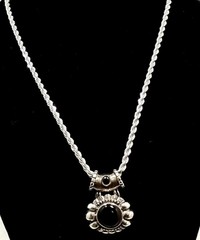 Vintage 925 Sterling Silver Modernist Black Onyx Pendant Necklace 20.1 Grams