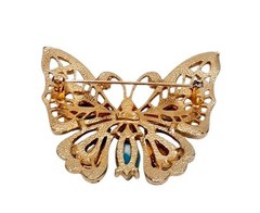 Vintage Signed ART Butterfly Brooch & Clip Earrings SEE DESCRIPTION Free Ship!