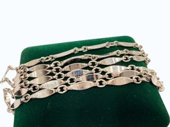 Vintage Necklace Silver Tone Dimpled Link Necklace Long 40 in chain Boho 1970s