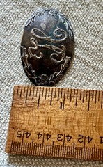 Antique Oval 1.75″ Floral Brooch Pin Back Initial “H”GERMAN SILVER (Alloy)