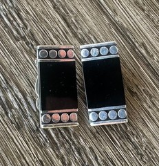 Black Onyx Art Deco Clip On Earrings Geometric Vintage Sterling Silver 925 #05