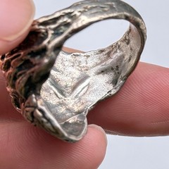Vintage Cameo Native American Figure Silver Dimensional Ring Size 9.75