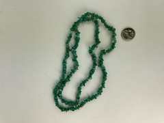Vtg Green Gemstone Boho Layering Strand necklace faux turquoise? 32 in