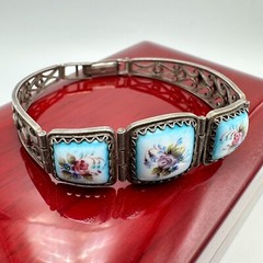 Soviet Vintage Bracelet Enamel rostov Finift Hand Painted