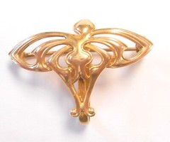 14K Yellow Gold Art Nouveau Style Pendant Pocket Watch Holder Brooch 29x21mm