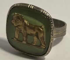Vintage Men’s Signet Ring Intaglio Bulldog “Mack” Trucks Advertising Adjustable