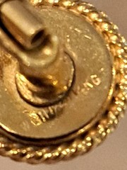 Antique Edwardian PAIR Cufflink Stud Button Onyx 14 K Gold