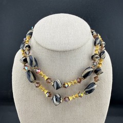 Vintage Glass Beaded Necklace Layered Unique STUNNING 15”