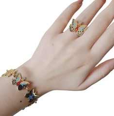 Free size copper bracelet and ring in the shape of a handmade butterfly Beautifu