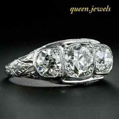 Lab Created 2.95CT Round Cut 3-Stone Vintage Engagement Ring 14K White Gold Over