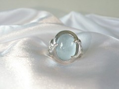 Chunky Sterling Silver 925 Natural Heated Blue Topaz Cabochon Unique Ring Size 7