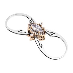 Turkish Reversible Marquise Alexandrite and White Topaz 925 Sterling Silver Ring