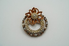 Vintage CR 12K Gold Filled Rhinestone Brooch / Pendant 4cm JB39