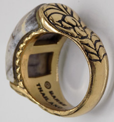 signed Barse Grey Howlite Jasper? Stone Scroll Leaf Chunky Ring sz 8.75