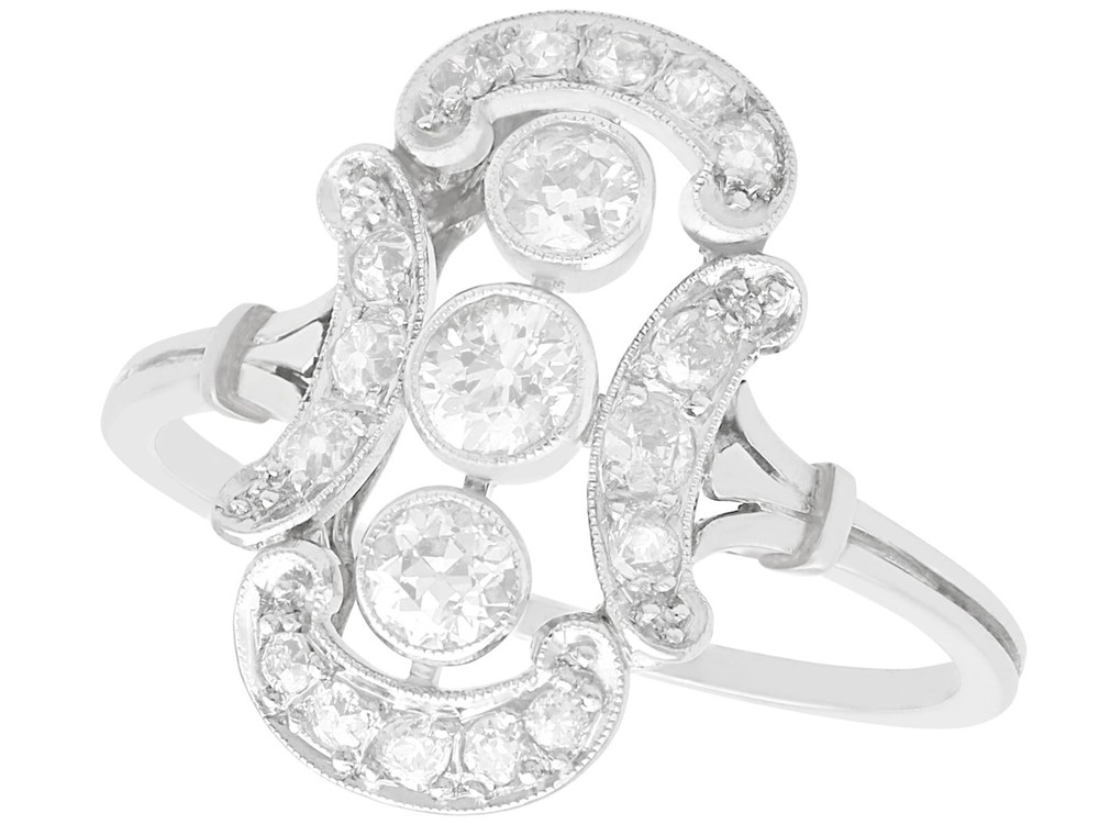1920s 0.80 Ct Diamond 14k White Gold Dress Ring