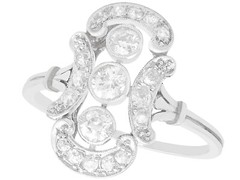 1920s 0.80 Ct Diamond 14k White Gold Dress Ring