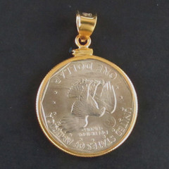 Coin Pendant 1979 Susan B. Anthony Coin Edge 14K Gold Filled Bezel Soldered Bail