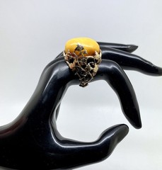 Amber Ring Handmade Natural Baltic Jewelry Handcrafted Piece Statement for Women
