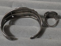 Antique John Leekity Sterling Bangle And Ring Zunu Set Crica 1930’s-40’s.