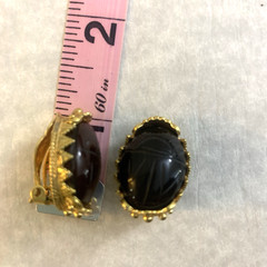 Metropolitan Museum of Art MMA Clip On Earrings Scarab Egyptian Revival Goldtone